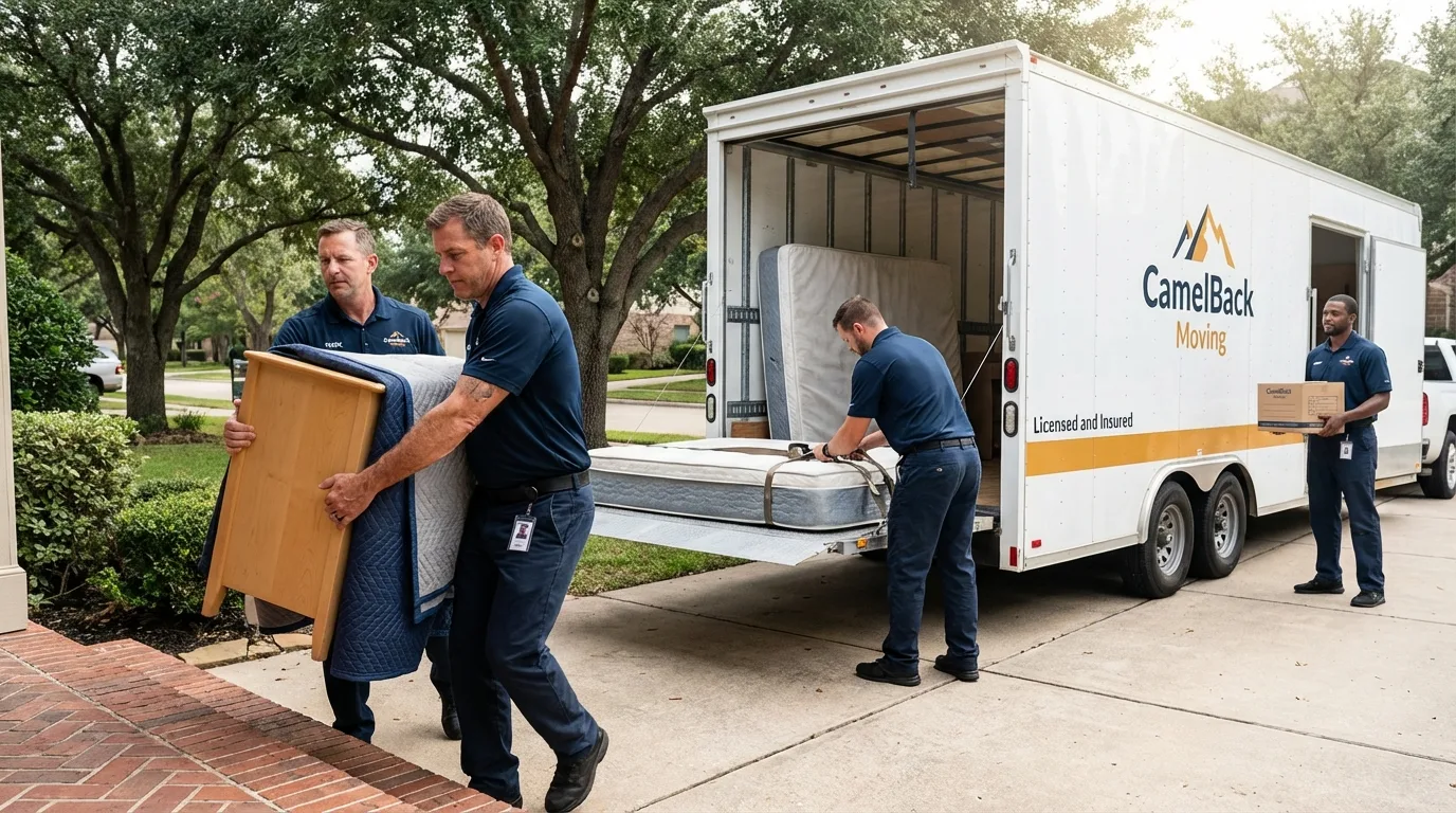 Crew loading residential truck for cross-state move from Parsons, WV