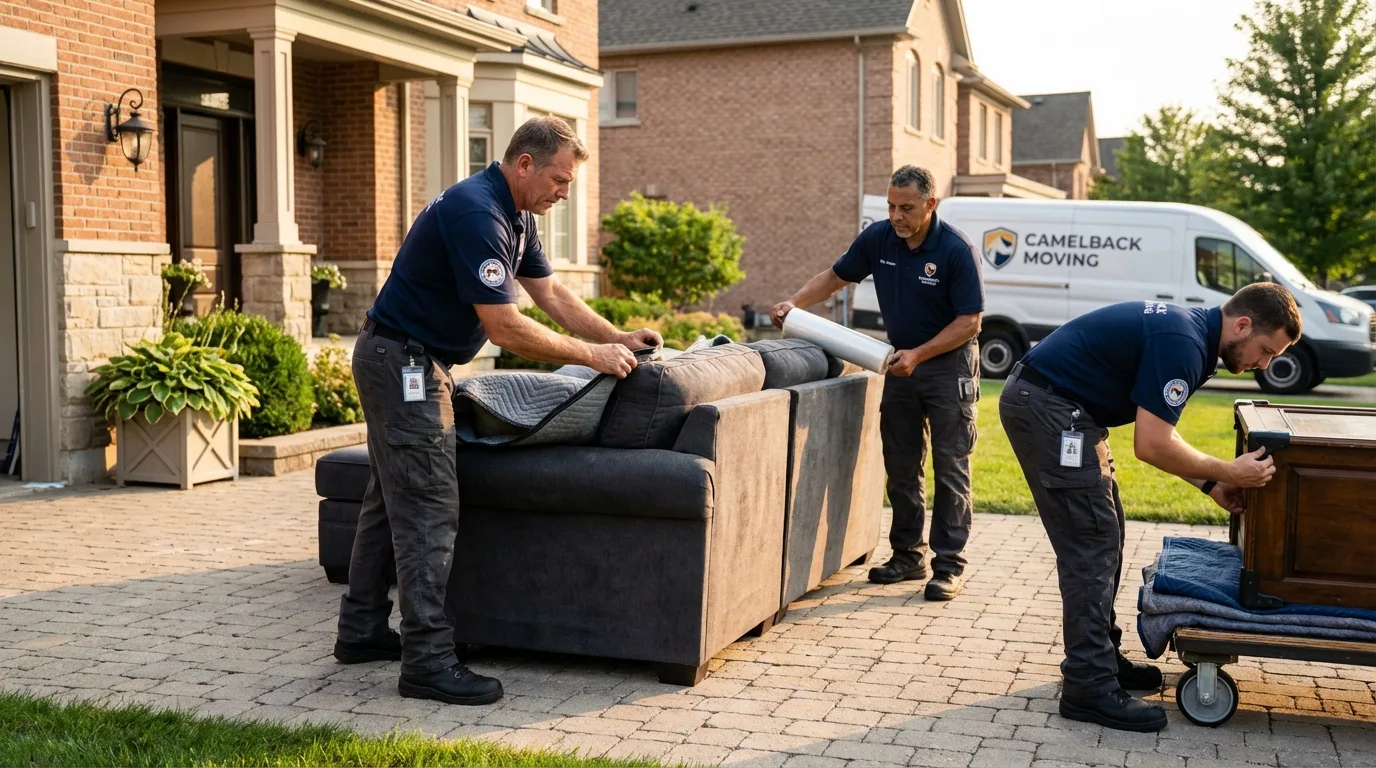 Large estate moving crew wrapping furniture in Parsons, WV
